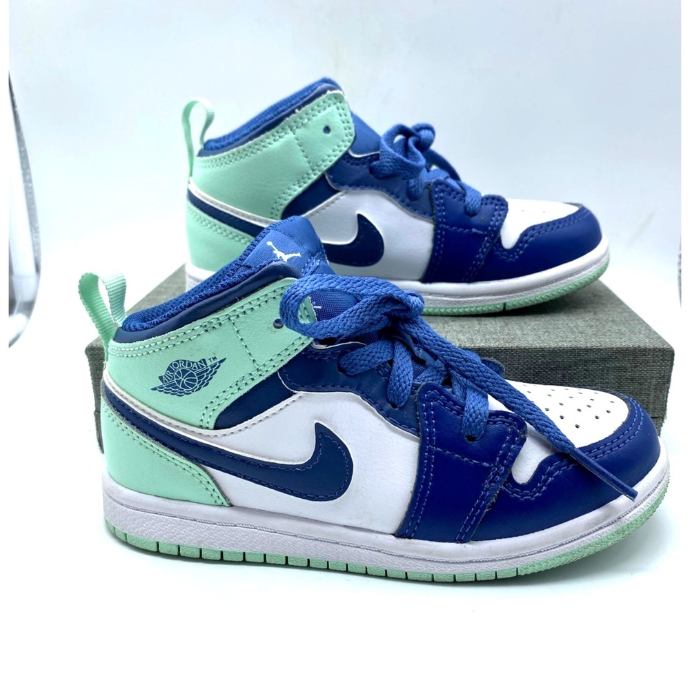 Preschool Air Jordan Retro 1 MID top Mystic Navy Mint size 10 C shoes